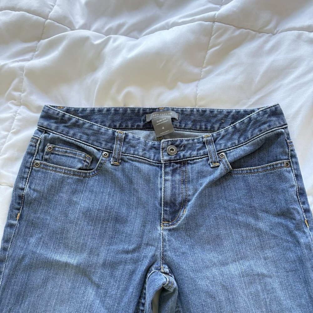 Vintage 90s Y2K Low Rise Denim Jeans Womens Size 4 Slim Fit Grunge Indie - Picture 2 of 8